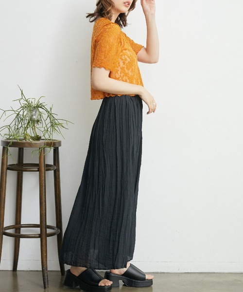 RETRO GIRL（レトロガール）の「２WAYパイルジャガードカーテ（Tシャツ/カットソー・レディース・ブラック/ブルー/オレンジ/ホワイト・FREE）」の10枚目の写真