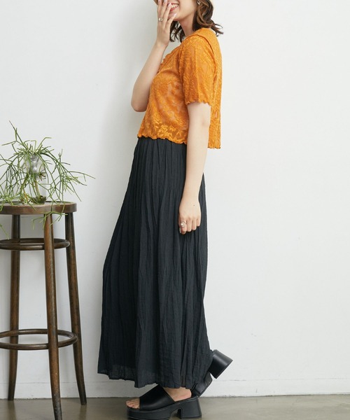 RETRO GIRL（レトロガール）の「２WAYパイルジャガードカーテ（Tシャツ/カットソー・レディース・ブラック/ブルー/オレンジ/ホワイト・FREE）」の9枚目の写真