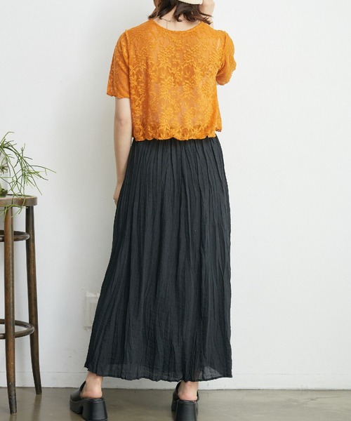 RETRO GIRL（レトロガール）の「２WAYパイルジャガードカーテ（Tシャツ/カットソー・レディース・ブラック/ブルー/オレンジ/ホワイト・FREE）」の11枚目の写真