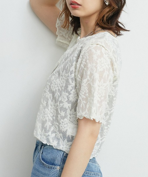 RETRO GIRL（レトロガール）の「２WAYパイルジャガードカーテ（Tシャツ/カットソー・レディース・ブラック/ブルー/オレンジ/ホワイト・FREE）」の21枚目の写真