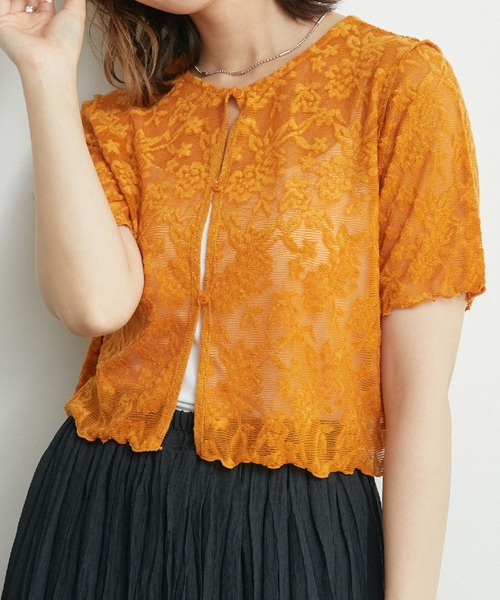 RETRO GIRL（レトロガール）の「２WAYパイルジャガードカーテ（Tシャツ/カットソー・レディース・ブラック/ブルー/オレンジ/ホワイト・FREE）」の5枚目の写真