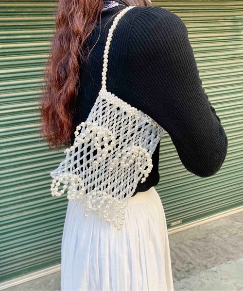 Casselini(キャセリーニ)の「Casselini(キャセリーニ)リボンビーズバッグ(ショルダーバッグ・レディース・シルバー/アイボリー・FREE)」の13枚目の写真