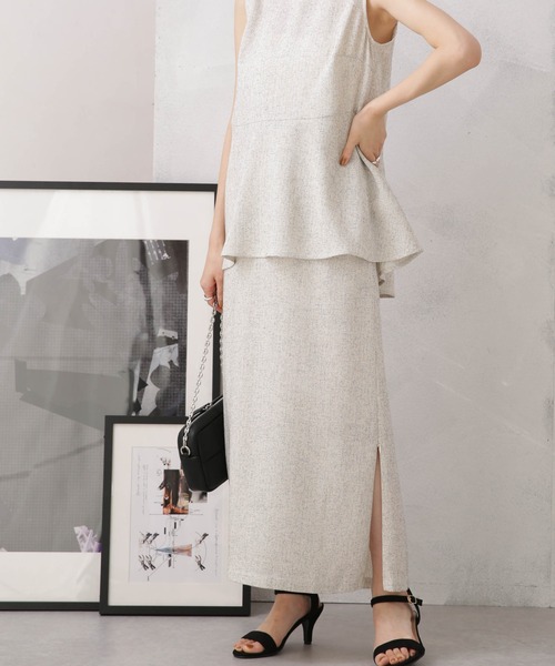 NANO universe（ナノユニバース）の「LB.04/サマーツイードサイドスリット2wayスカート（スカート・レディース・ブラック/アイボリー/イエロー・FREE）」の3枚目の写真