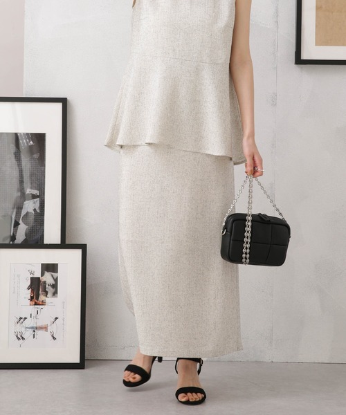 NANO universe（ナノユニバース）の「LB.04/サマーツイードサイドスリット2wayスカート（スカート・レディース・ブラック/アイボリー/イエロー・FREE）」の7枚目の写真