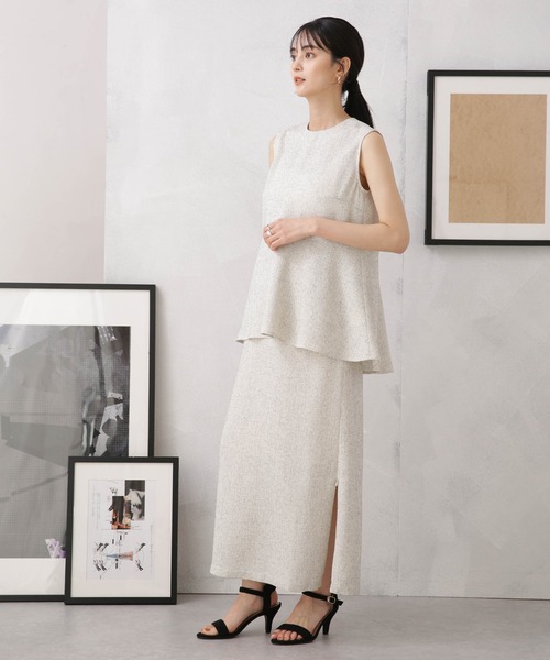 NANO universe（ナノユニバース）の「LB.04/サマーツイードサイドスリット2wayスカート（スカート・レディース・ブラック/アイボリー/イエロー・FREE）」の4枚目の写真