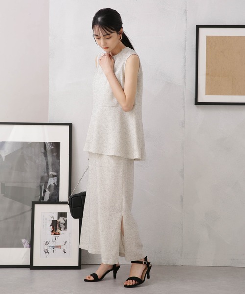 NANO universe（ナノユニバース）の「LB.04/サマーツイードサイドスリット2wayスカート（スカート・レディース・ブラック/アイボリー/イエロー・FREE）」の10枚目の写真