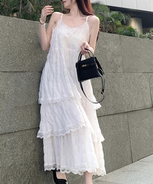 セール】レディース ワッシャーティアードキャミワンピース