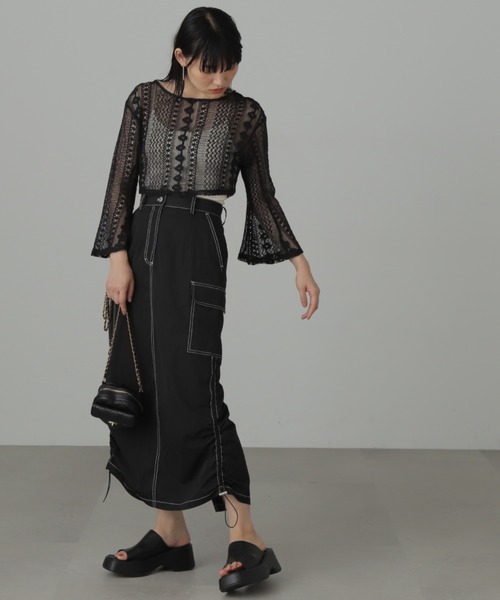 FREE'S MART(フリーズマート)の「◆前後2Wayレースショート丈カーディガン(カーディガン/ボレロ・レディース・ブラック/ホワイト/ブルー・FREE)」の11枚目の写真