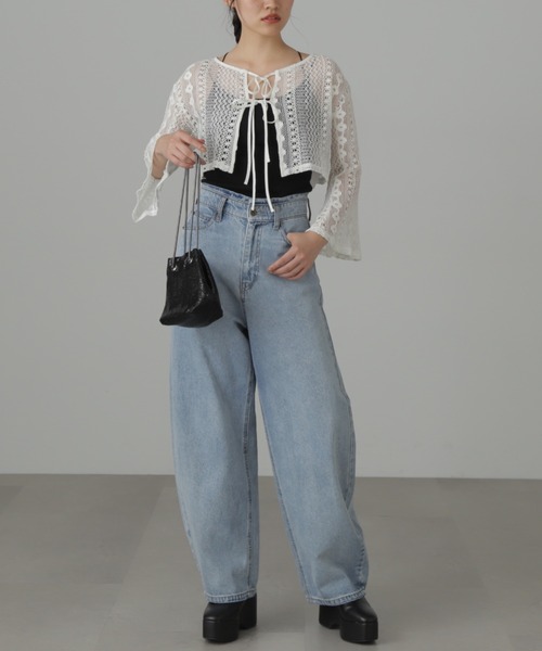 FREE'S MART(フリーズマート)の「◆前後2Wayレースショート丈カーディガン(カーディガン/ボレロ・レディース・ブラック/ホワイト/ブルー・FREE)」の17枚目の写真