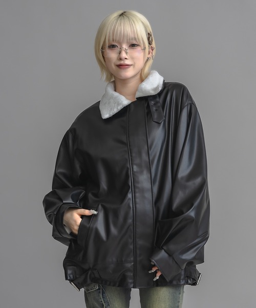 ユニセックス】オーバーサイズレザーフライトジャケット（その他