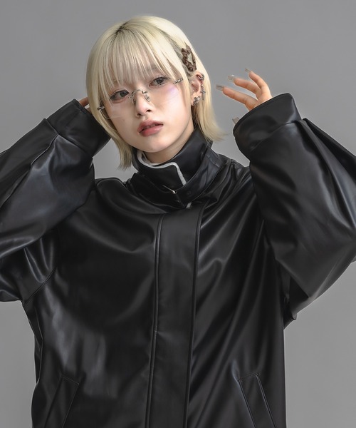 17HR(セブンティーンアワーズ)の「【ユニセックス】オーバーサイズレザーフライトジャケット(その他アウター・レディース・ネイビー/ライトグレー/ブラック・FREE)」の22枚目の写真