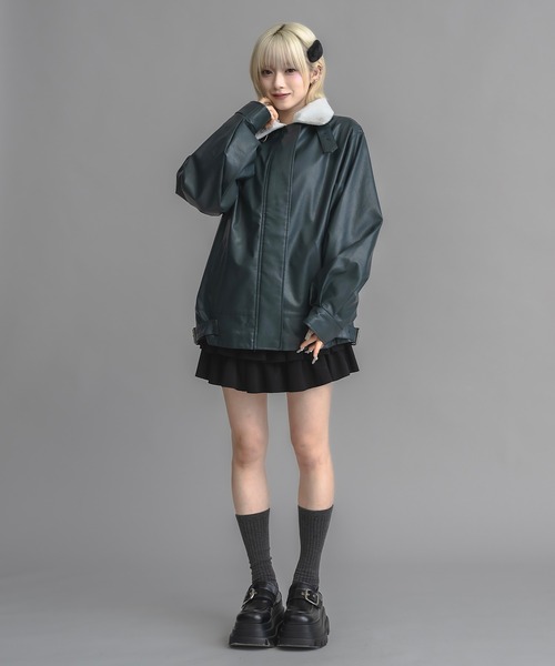 17HR(セブンティーンアワーズ)の「【ユニセックス】オーバーサイズレザーフライトジャケット(その他アウター・レディース・ネイビー/ライトグレー/ブラック・FREE)」の21枚目の写真