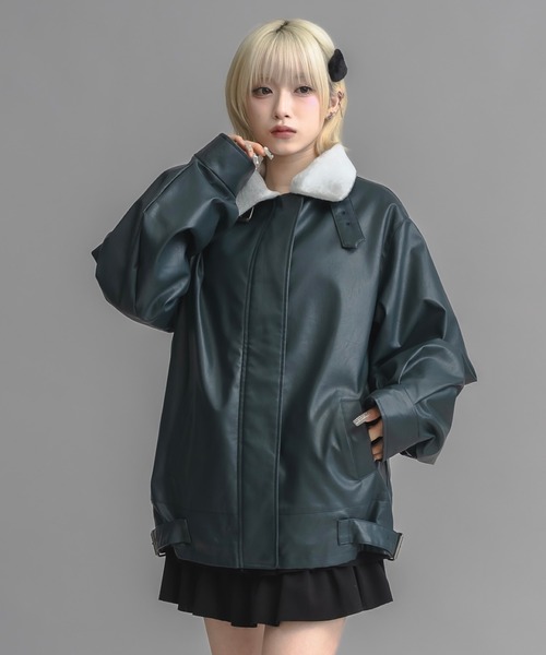 ユニセックス】オーバーサイズレザーフライトジャケット（その他