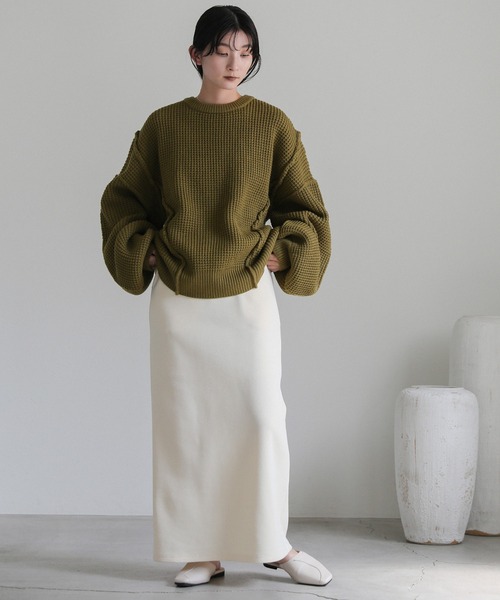 select MOCA（セレクトモカ）の「オーバーボリュームスリーブニット（ニット/セーター・レディース・アイボリー/ブラック/カーキ・FREE）」の21枚目の写真