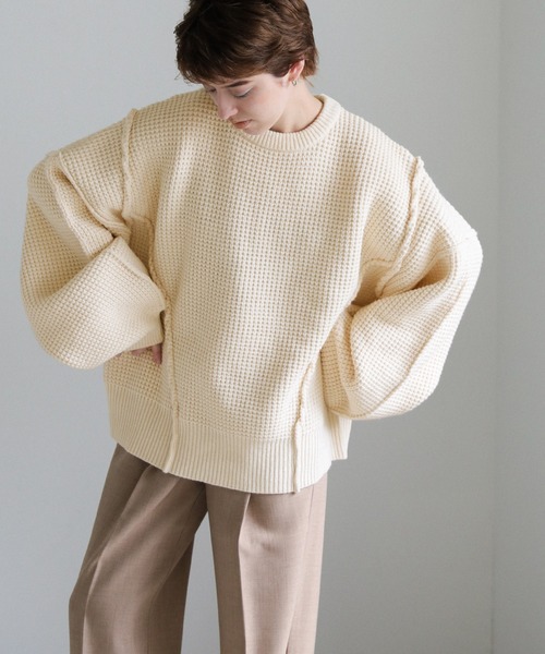 select MOCA（セレクトモカ）の「オーバーボリュームスリーブニット（ニット/セーター・レディース・アイボリー/ブラック/カーキ・FREE）」の14枚目の写真