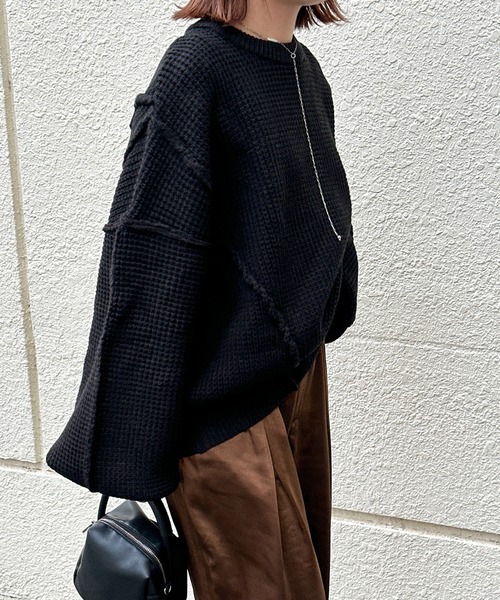 限定値下げ！sacai ボリュームスリーブ ニット 最終お値下げSacaiサカイtwill knitボリュームスリーブツイルニット黒