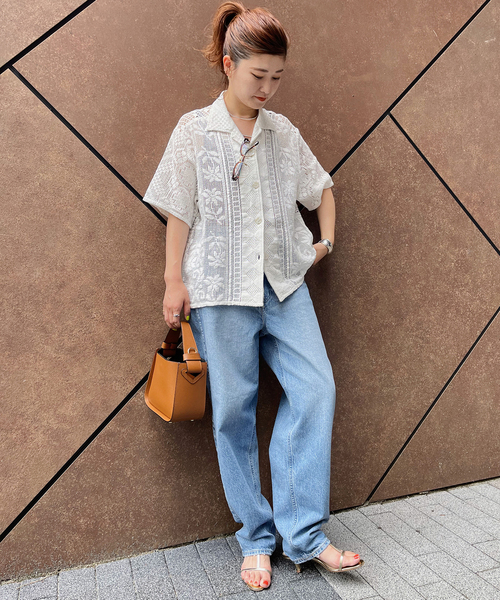 Spick and Span ジャガードレースハーフスリーブシャツ ジャガードレースハーフスリーブシャツ（シャツ/ブラウス