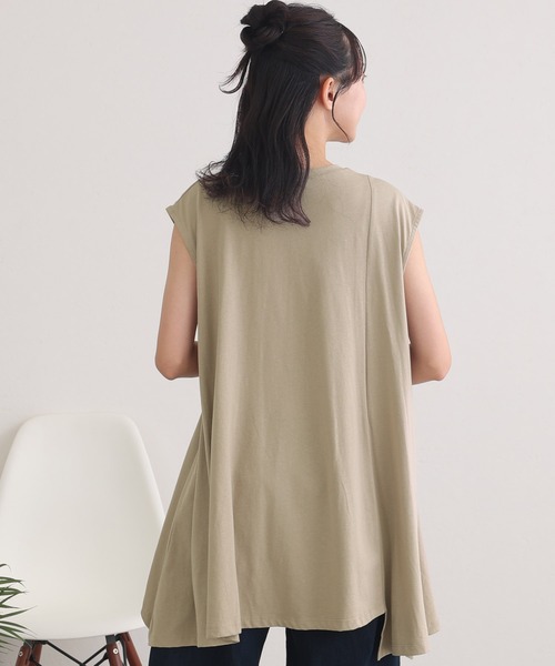 ElegChic（エレグシック）の「アシメフレンチスリーブカットソー（Tシャツ/カットソー・レディース・ブラック/グレイッシュベージュ/オフホワイト/モカ・XL/4L/M）」の19枚目の写真