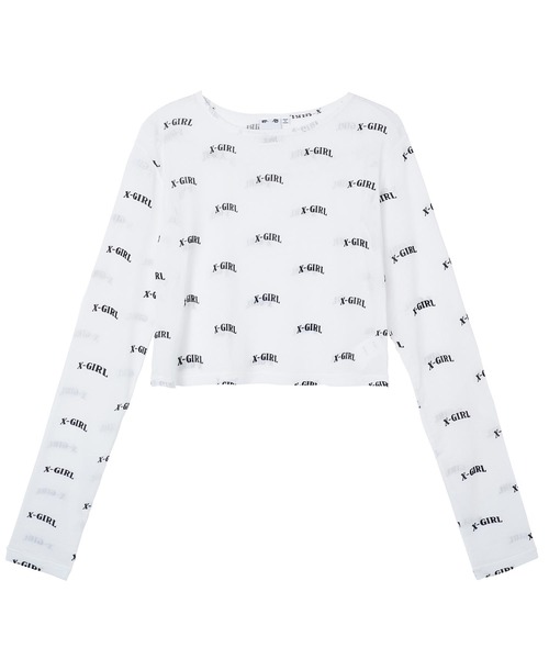 X-girl（エックスガール）の「LOGO SHEER CROPPED TOP（Tシャツ/カットソー・レディース・ホワイト/ライトパープル・S/M）」の2枚目の写真