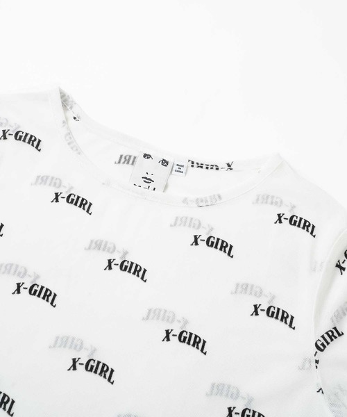 X-girl（エックスガール）の「LOGO SHEER CROPPED TOP（Tシャツ/カットソー・レディース・ホワイト/ライトパープル・S/M）」の5枚目の写真
