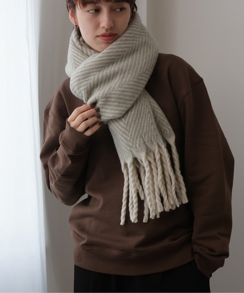 セール】ヘリンボーンボリュームストール（マフラー）｜emesuelee