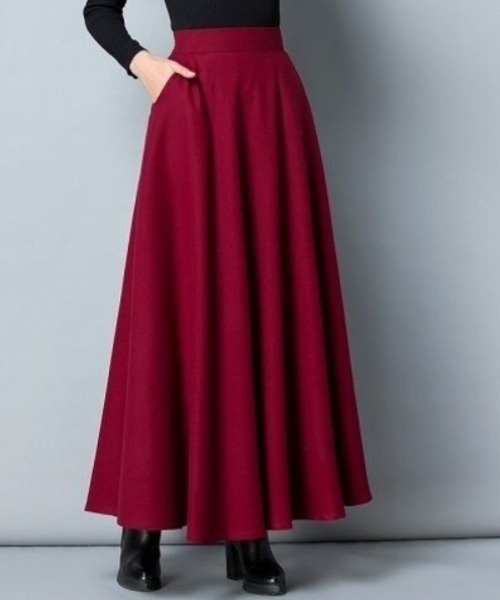 deux amour(ドゥーザムール)の「Aラインフレアロングスカート(スカート・レディース・ブラック/レッド/グレー・FREE)」の1枚目の写真