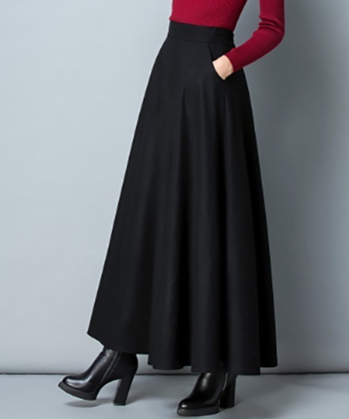 deux amour(ドゥーザムール)の「Aラインフレアロングスカート(スカート・レディース・ブラック/レッド/グレー・FREE)」の4枚目の写真