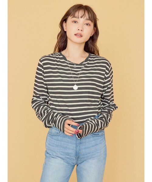 AMERICAN HOLIC(アメリカンホリック)の「シアークルーネックプルオーバー(Tシャツ/カットソー・レディース・グレー系その他4/キャメル/その他7/オフホワイト・L/M)」の6枚目の写真