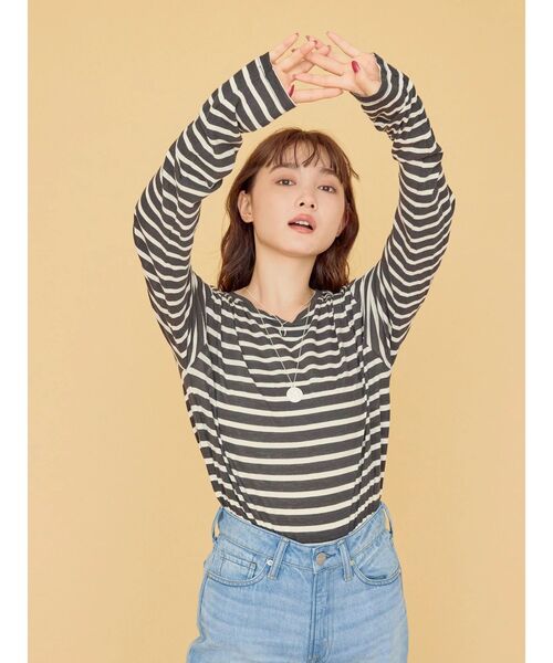 AMERICAN HOLIC(アメリカンホリック)の「シアークルーネックプルオーバー(Tシャツ/カットソー・レディース・グレー系その他4/キャメル/その他7/オフホワイト・L/M)」の8枚目の写真