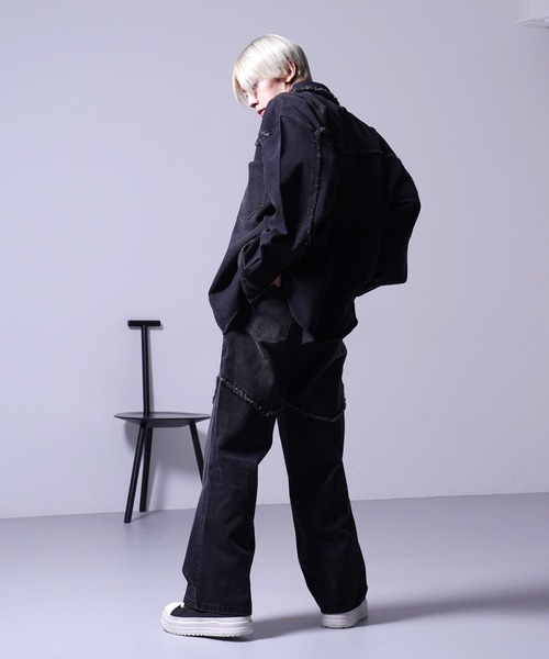 G.O.C(ジーオーシー)の「カットオフ ワイド ウエスタン デニム パンツ(デニムパンツ・メンズ・ブラック/ブルー・MEDIUM/LARGE)」の6枚目の写真