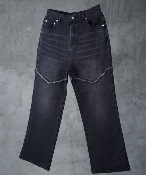 G.O.C(ジーオーシー)の「カットオフ ワイド ウエスタン デニム パンツ(デニムパンツ・メンズ・ブラック/ブルー・MEDIUM/LARGE)」の7枚目の写真