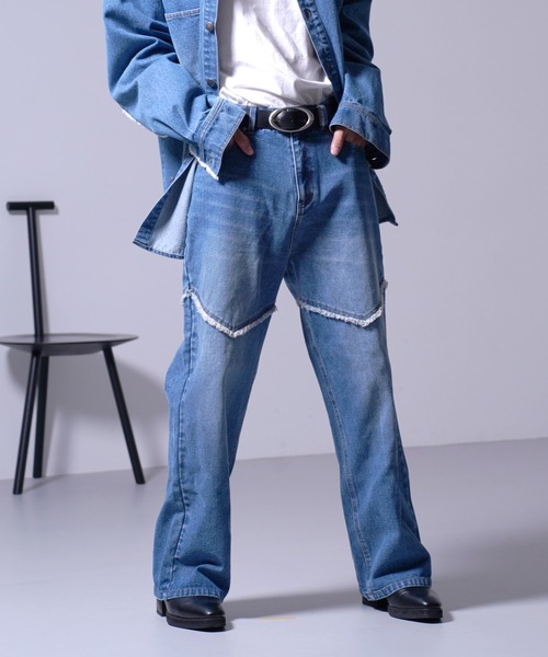 G.O.C(ジーオーシー)の「カットオフ ワイド ウエスタン デニム パンツ(デニムパンツ・メンズ・ブラック/ブルー・MEDIUM/LARGE)」の8枚目の写真