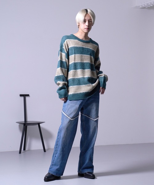 G.O.C(ジーオーシー)の「カットオフ ワイド ウエスタン デニム パンツ(デニムパンツ・メンズ・ブラック/ブルー・MEDIUM/LARGE)」の10枚目の写真