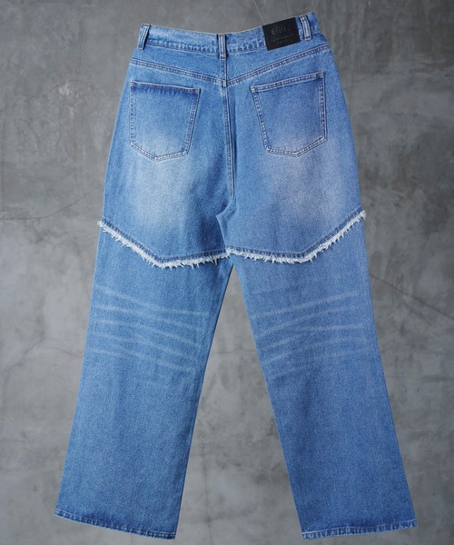 G.O.C(ジーオーシー)の「カットオフ ワイド ウエスタン デニム パンツ(デニムパンツ・メンズ・ブラック/ブルー・MEDIUM/LARGE)」の14枚目の写真