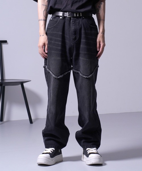 G.O.C(ジーオーシー)の「カットオフ ワイド ウエスタン デニム パンツ(デニムパンツ・メンズ・ブラック/ブルー・MEDIUM/LARGE)」の21枚目の写真