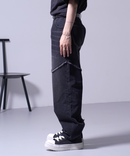G.O.C(ジーオーシー)の「カットオフ ワイド ウエスタン デニム パンツ(デニムパンツ・メンズ・ブラック/ブルー・MEDIUM/LARGE)」の22枚目の写真