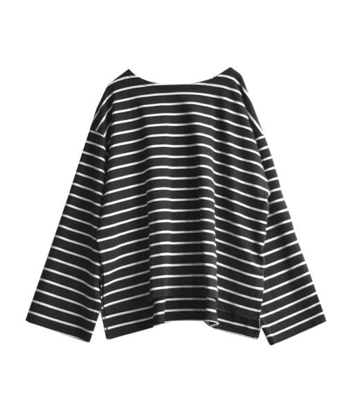zootie(ズーティー)の「【見た目はON、着心地はOFF。】こなれリラックス 長袖スリットヘムプルオーバー(Tシャツ/カットソー・レディース・ブラウン/オフホワイト/ブルー/ブラック×ホワイト/ブラック/グレイッシュベージュ/ダークブラウン/ネイビー/オレンジ・M)」の14枚目の写真