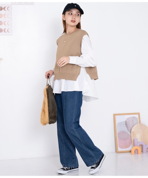 CHILLE（チル）の「ブラウスベストレイヤード セット クルーネック 長袖（シャツ/ブラウス・レディース・ブラック/ワイン/ベージュ・FREE）」の15枚目の写真