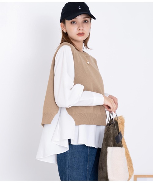 CHILLE（チル）の「ブラウスベストレイヤード セット クルーネック 長袖（シャツ/ブラウス・レディース・ブラック/ワイン/ベージュ・FREE）」の13枚目の写真