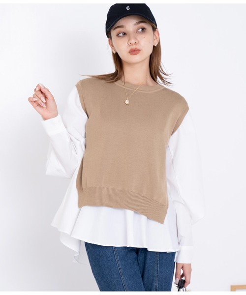 CHILLE（チル）の「ブラウスベストレイヤード セット クルーネック 長袖（シャツ/ブラウス・レディース・ブラック/ワイン/ベージュ・FREE）」の11枚目の写真