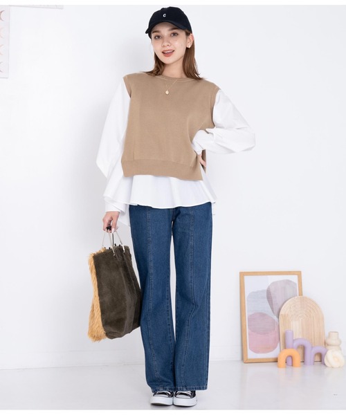 CHILLE（チル）の「ブラウスベストレイヤード セット クルーネック 長袖（シャツ/ブラウス・レディース・ブラック/ワイン/ベージュ・FREE）」の17枚目の写真