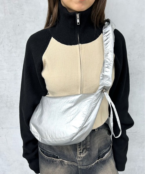 WHO'S WHO gallery(フーズフーギャラリー)の「ギャザーショルダーBAG(ショルダーバッグ・レディース・シルバー/アイボリー/ブラック/イエロー・FREE)」の12枚目の写真