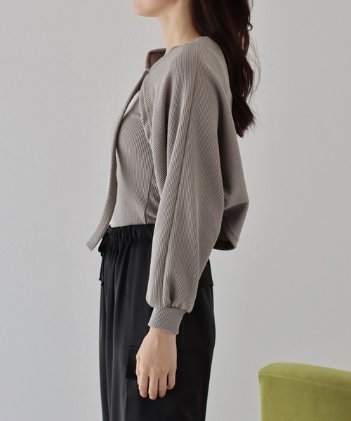 BLUEEAST(ブルーイースト)の「リブショートボレロ+キャミセット(アンサンブル・レディース・モカ/ホワイト/ブラック・MEDIUM)」の12枚目の写真