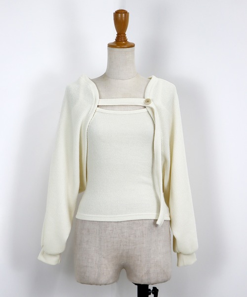 BLUEEAST(ブルーイースト)の「リブショートボレロ+キャミセット(アンサンブル・レディース・モカ/ホワイト/ブラック・MEDIUM)」の10枚目の写真