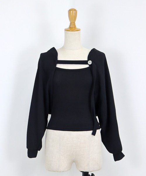 BLUEEAST(ブルーイースト)の「リブショートボレロ+キャミセット(アンサンブル・レディース・モカ/ホワイト/ブラック・MEDIUM)」の9枚目の写真