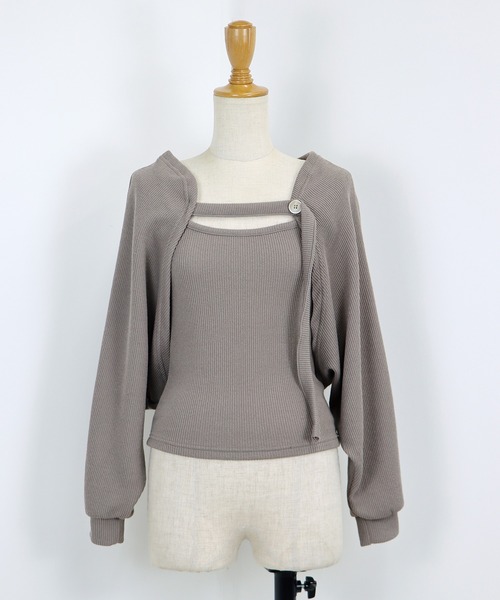 BLUEEAST(ブルーイースト)の「リブショートボレロ+キャミセット(アンサンブル・レディース・モカ/ホワイト/ブラック・MEDIUM)」の8枚目の写真