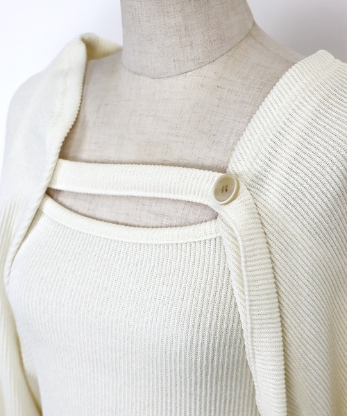 BLUEEAST(ブルーイースト)の「リブショートボレロ+キャミセット(アンサンブル・レディース・モカ/ホワイト/ブラック・MEDIUM)」の6枚目の写真