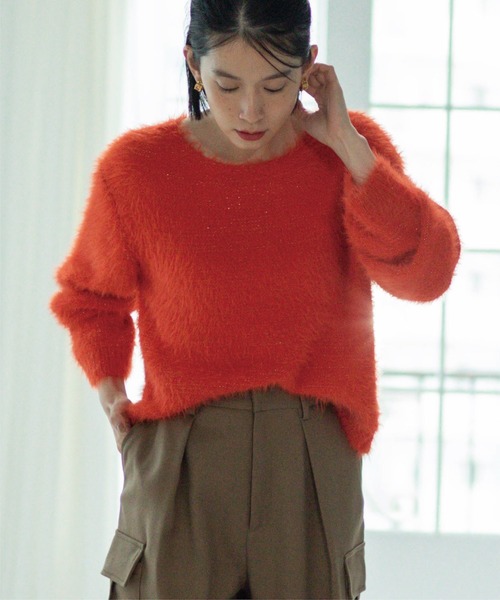 OPAQUE.CLIP（オペークドットクリップ）の「◆≪ヒルナンデス！で紹介≫ ラメシャギーニット【洗濯機洗い可】（ニット/セーター・レディース・オレンジ/オフホワイト/チャコールグレー・36/40/38）」の14枚目の写真