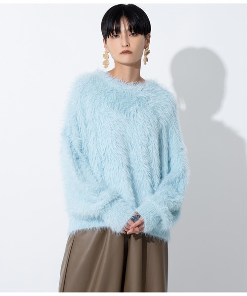 Settimissimo（セッティミッシモ）の「ロングフェザーヤーンバルキープルオーバー（ニット/セーター・レディース・ブルー/ダークグレー/オレンジ・FREE）」の7枚目の写真