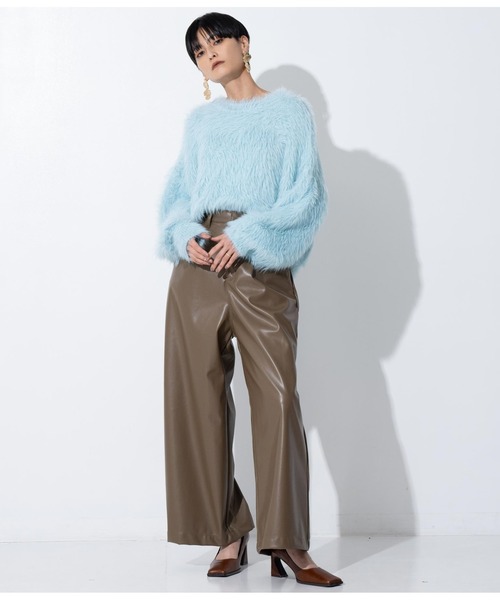 Settimissimo（セッティミッシモ）の「ロングフェザーヤーンバルキープルオーバー（ニット/セーター・レディース・ブルー/ダークグレー/オレンジ・FREE）」の10枚目の写真